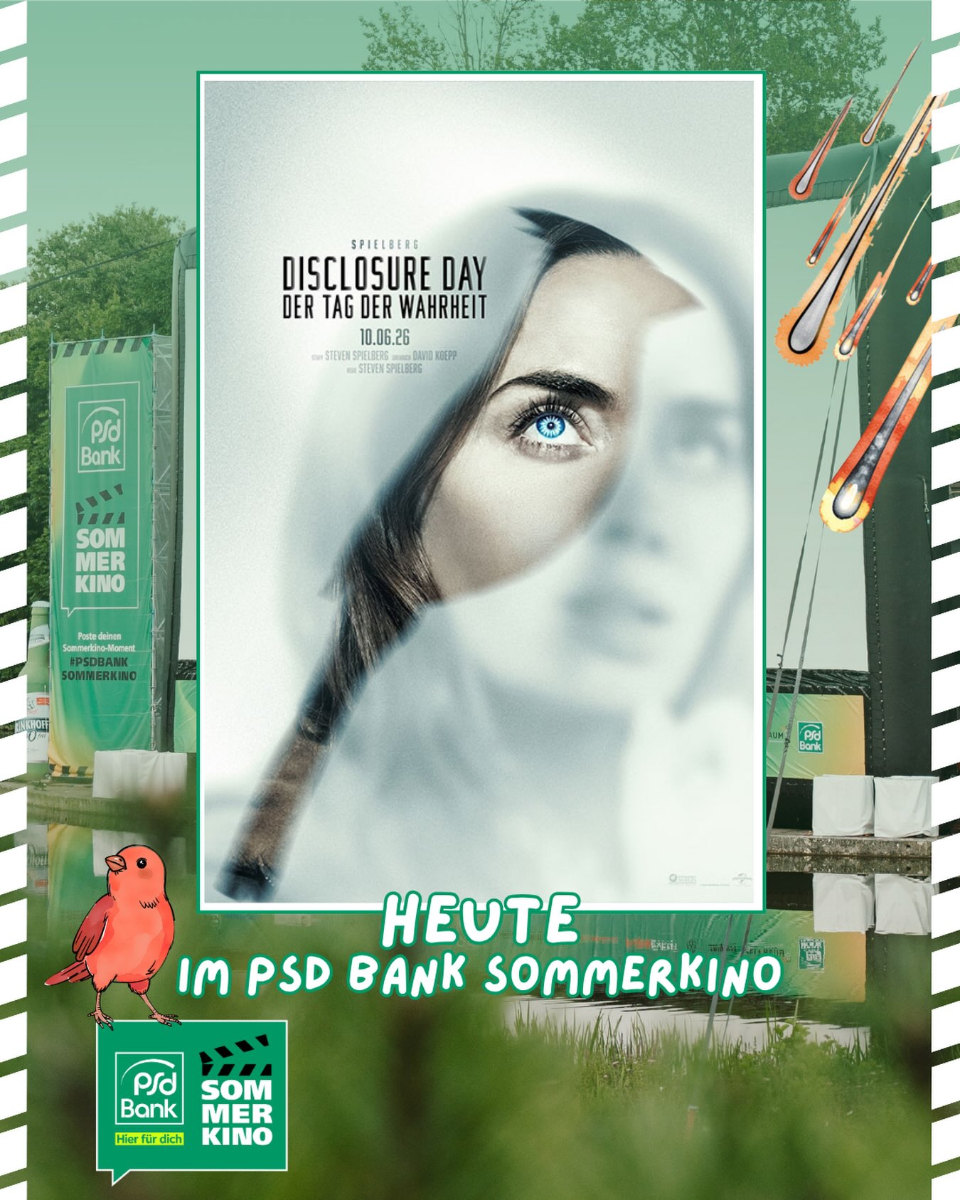Was wäre, wenn du herausfinden würdest, dass wir nicht allein sind? Angenommen, jemand könnte dir das beweisen: Hättest du Angst? 😱 
Heute bei uns im Kino: DISCLOSURE DAY 💚

Die Hauptfiguren in „Disclosure Day“ werden in eines der größten Mysterien der Menschheitsgeschichte hineingezogen. Doch wem steht das Wissen um außerirdisches Leben zu? 🪐

Kommst du vorbei? 🫶🏻