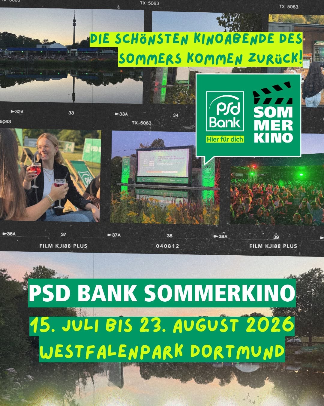 ☀️ Der Sommer bekommt wieder seine große Leinwand.

Vom 15. Juli bis 23. August 2026 verwandelt sich der Westfalenpark Dortmund erneut in das schönste Open Air Kino der Stadt. Freu dich auf laue Abende, große Filme unter freiem Himmel, den Duft von Popcorn in der Luft und diese besondere Sommerkino-Stimmung, die man einfach erlebt haben muss. 🎬✨

Merke dir den Termin schon jetzt vor und halte Ausschau nach den nächsten Updates. In den kommenden Wochen verraten wir dir mehr über das Programm, besondere Filmnächte und alles, was dich beim PSD Bank Sommerkino erwartet.

Mit wem möchtest du diesen Sommer Filme unter freiem Himmel schauen? Markiere deine Begleitung. ✨

📅 15. Juli bis 23. August 2026
📍 Westfalenpark Dortmund

#psdbanksommerkino #sommerkino #dortmund #westfalenpark