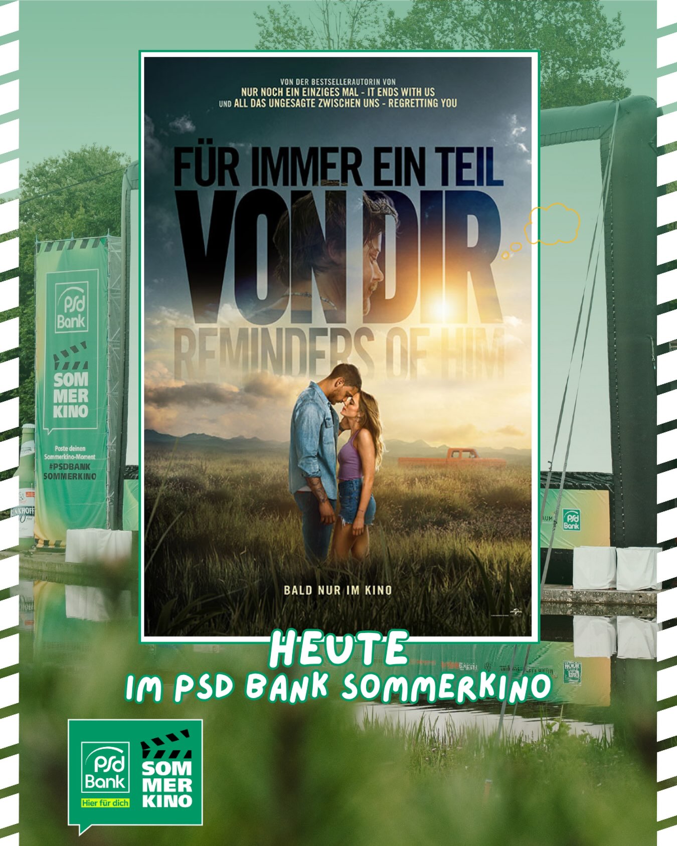 Heute bei uns: FÜR IMMER EIN TEIL VON DIR - REMINDERS OF HIM 🫶🏻 

Nur die Erinnerung bleibt ... FÜR IMMER EIN TEIL VON DIR erzählt die bewegende Geschichte von Kenna (Maika Monroe), die nach einem tragischen Unfall ihre große Liebe verliert. Als sie nach Jahren in ihre Heimatstadt zurückkehrt, wagt sie einen Neuanfang. Ein berührender Film über Vergebung und die Kraft einer Liebe, die selbst die hoffnungslosesten Herzen wieder heilen kann 💚

Kommst Du vorbei? 🫶🏻