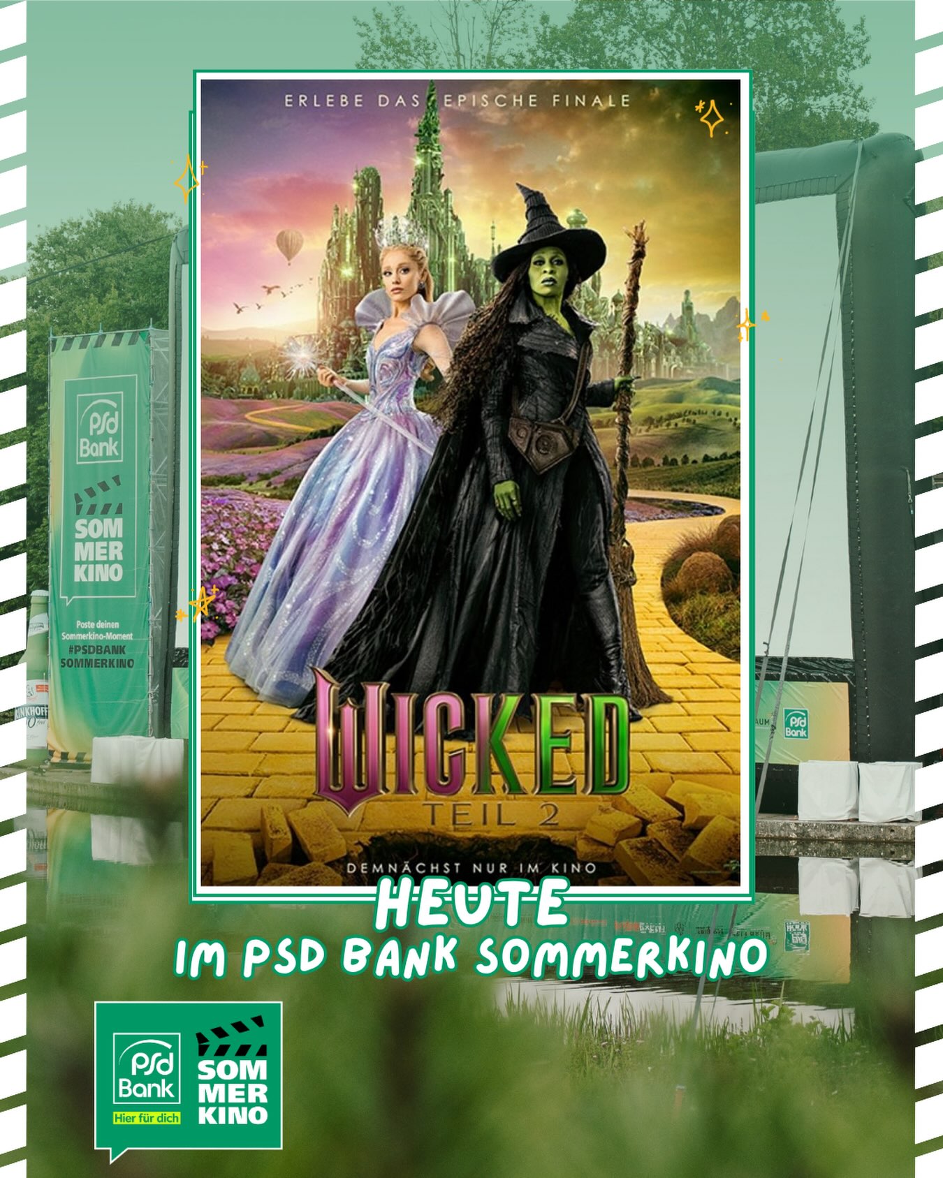 Heute bei uns: WICKED 2 💚💕

Elphaba und Glinda haben sich entzweit und müssen nun mit den Konsequenzen ihrer Entscheidungen leben. Elphaba (Cynthia Erivo), die inzwischen als Böse Hexe des Westens verteufelt wird, lebt im Exil in den Wäldern, wo sie ihren Kampf für die Freiheit der zum Schweigen gezwungenen Tiere fortführt. Verzweifelt versucht sie, die Wahrheit über den Zauberer (Jeff Goldblum) ans Licht zu bringen. Unterdessen ist Glinda (Ariana Grande) für ganz Oz zum strahlenden Symbol des Guten geworden. Sie lebt im Palast in der Smaragdstadt und schwelgt in den Annehmlichkeiten von Ruhm und Ansehen. Auf Anweisung von Madame Akaber (Michelle Yeoh) dient Glinda als schillernde Trostspenderin, die den Bewohnern von Oz versichern soll, dass unter der Herrschaft des Zauberers alles zum Besten steht. Zwar wächst Glindas Ruhm weiter, doch noch immer leidet sie unter der Trennung von Elphaba. Obwohl sie sich bemüht, eine Versöhnung zwischen ihr und dem Zauberer herbeizuführen, entfernen sich die beiden Freundinnen nur noch mehr voneinander. 

Kommst du vorbei? 🫶🏻