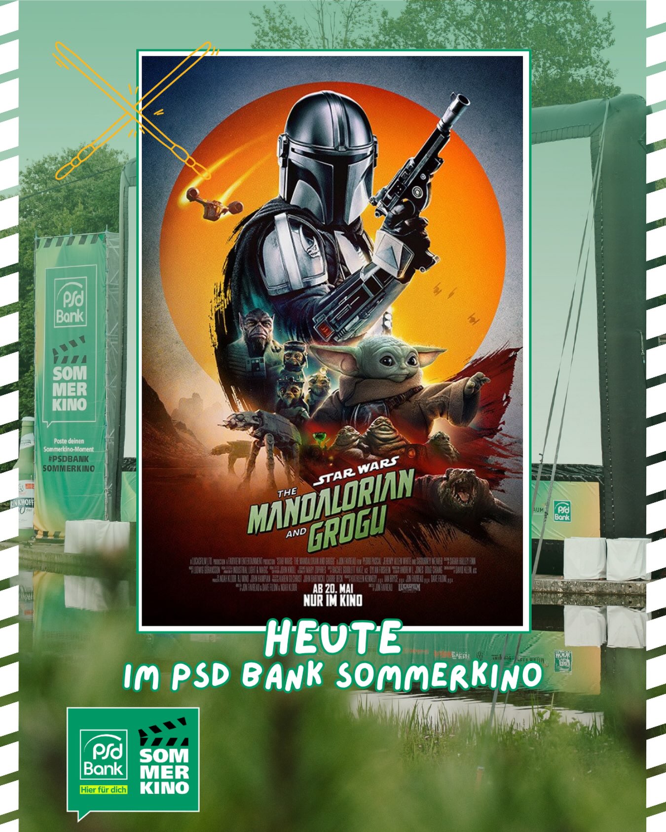 Heute bei uns im Sommerkino: STAR WARS: THE MANDALORIAN & GROGU ⭐️

Der Mandalorianer und Grogu brechen zu ihrer bisher aufregendsten Mission auf in Lucasfilms „Star Wars: The Mandalorian and Grogu“, einem brandneuen Star Wars-Abenteuer, das am 20. Mai 2026 exklusiv in den Kinos startet. Das Imperium ist gefallen, doch imperiale Kriegsherren sind weiterhin in der ganzen Galaxis verstreut. Während die noch junge Neue Republik zu schützen versucht, wofür die Rebellion gekämpft hat, erhält sie Unterstützung vom legendären mandalorianischen Kopfgeldjäger Din Djarin (Pedro Pascal) und seinem jungen Schüler Grogu. Regie führt Jon Favreau. In „Star Wars: The Mandalorian and Grogu“ spielt außerdem Sigourney Weaver mit und produziert wird der Film von Jon Favreau, Kathleen Kennedy, Dave Filoni und Ian Bryce. Die Musik stammt von Ludwig Göransson.

Kommst du vorbei?