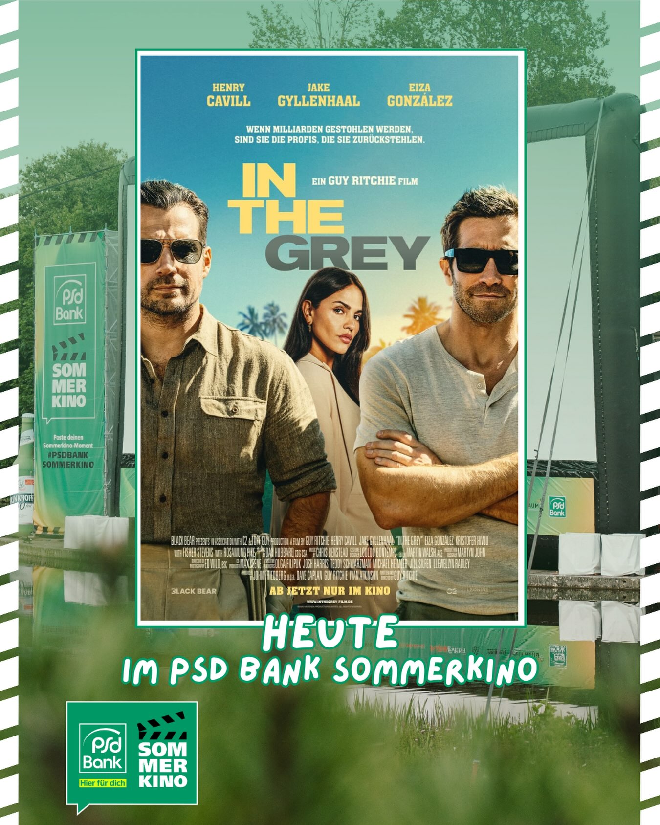 Heute bei uns: IN THE GREY 🫶🏻

Mit automatischen Waffen und Sprengstoff gehen sie genauso geschickt um wie mit Einfluss, Macht und Worten: Ein Team von Eliteagenten (Eiza González, Jake Gyllenhaal, Henry Cavill), das in globalen Grauzonen agiert, wird auf einen skrupellosen Despoten angesetzt, der eine Milliarde Dollar hinterzogen hat. Auf einer streng bewachten Privatinsel entwickelt sich die trickreiche Mission, das Geld zurückzuholen, zu einem strategischen Wettrennen, bei dem jedes Mittel recht ist.

Kommst du rum?