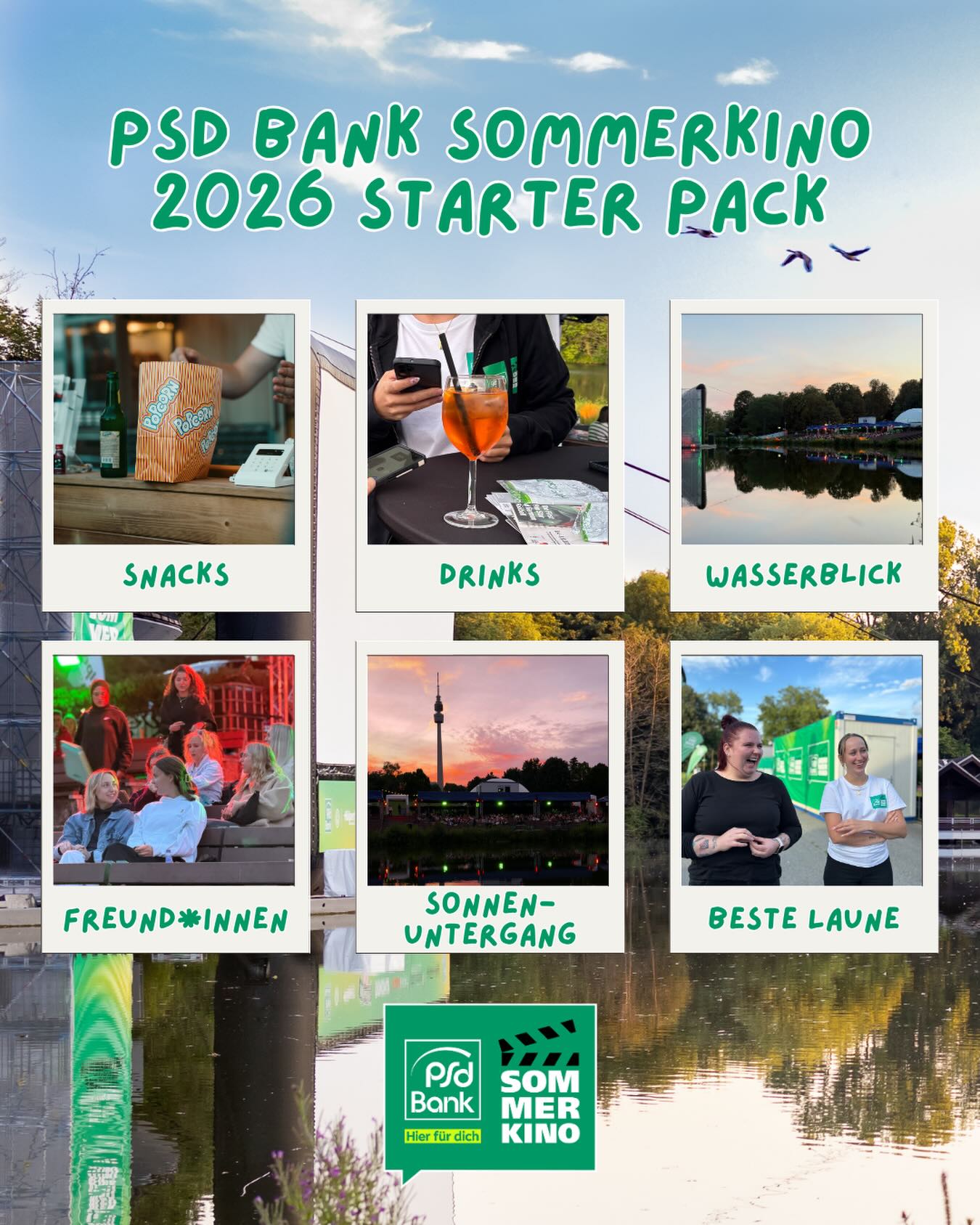 Das alles gehört ins PSD Bank Sommerkino 2026 Starter Pack☀️
Oder was sagst du? Haben wir etwas vergessen? 🍉