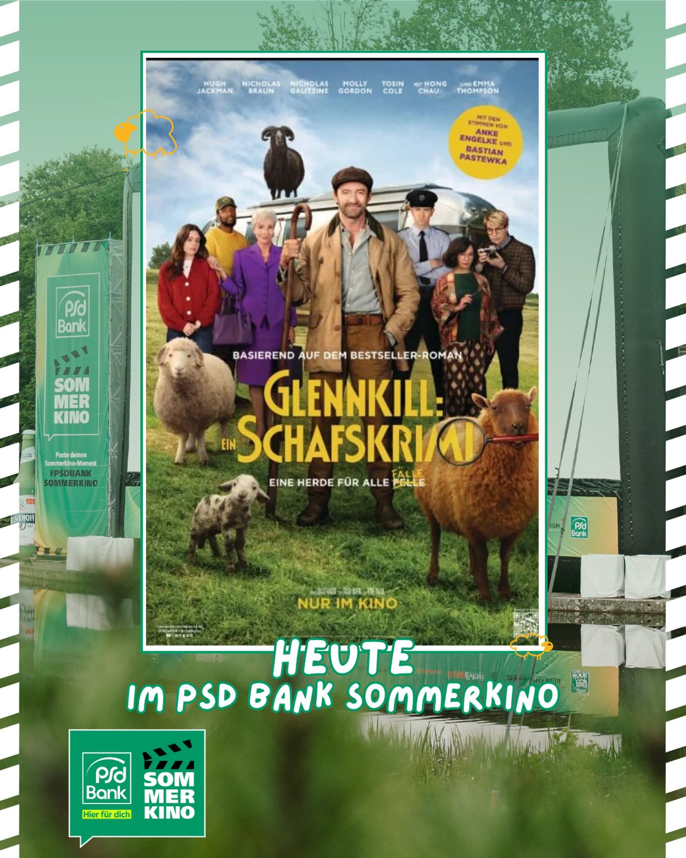 Heute bei uns: GLENNKILL: EIN SCHAFSKRIMI 🐑

Schäfer George (HUGH JACKMAN) liest seinen geliebten Schafen jeden Abend Krimis vor und nimmt an, dass sie kein Wort davon verstehen. Doch als ein mysteriöser Vorfall das friedliche Leben auf der Farm durchbricht, wird den Schafen bewusst, dass sie selbst nun die Ermittlungen übernehmen müssen. Also folgen sie der Spur der Beweise und machen menschliche Verdächtige ausfindig. Dabei beweisen sie, dass auch Schafe brillant darin sein können, Verbrechen aufzuklären. Ein neuer, geistreicher Krimi der etwas anderen Art!

Kommst du vorbei? 🫶🏻